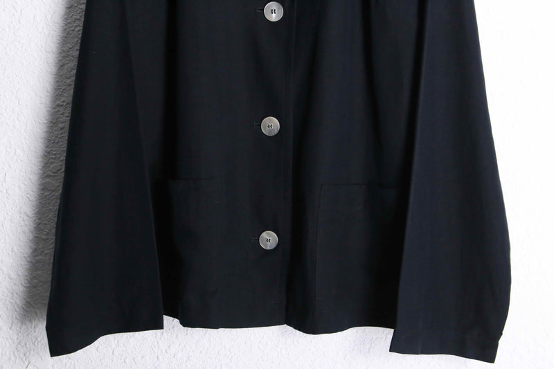 black 3B silk linen L/S shirt jacket