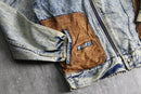 chemical wash denim double riders jacket