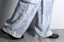 bleach×stripe design wide cargo denim pants