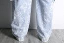 bleach×stripe design wide cargo denim pants