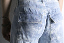 bleach×stripe design wide cargo denim pants