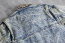 chemical wash denim double riders jacket