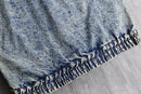 chemical wash denim double riders jacket