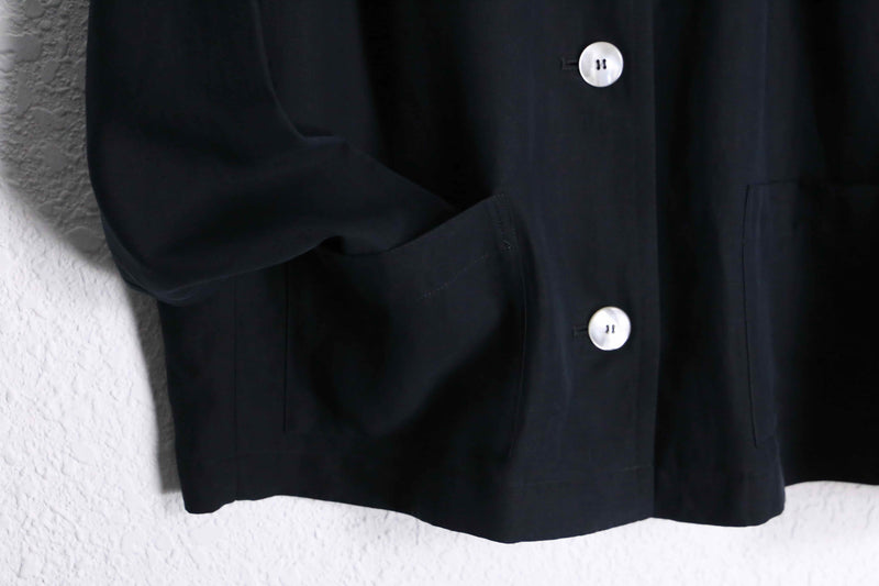 black 3B silk linen L/S shirt jacket