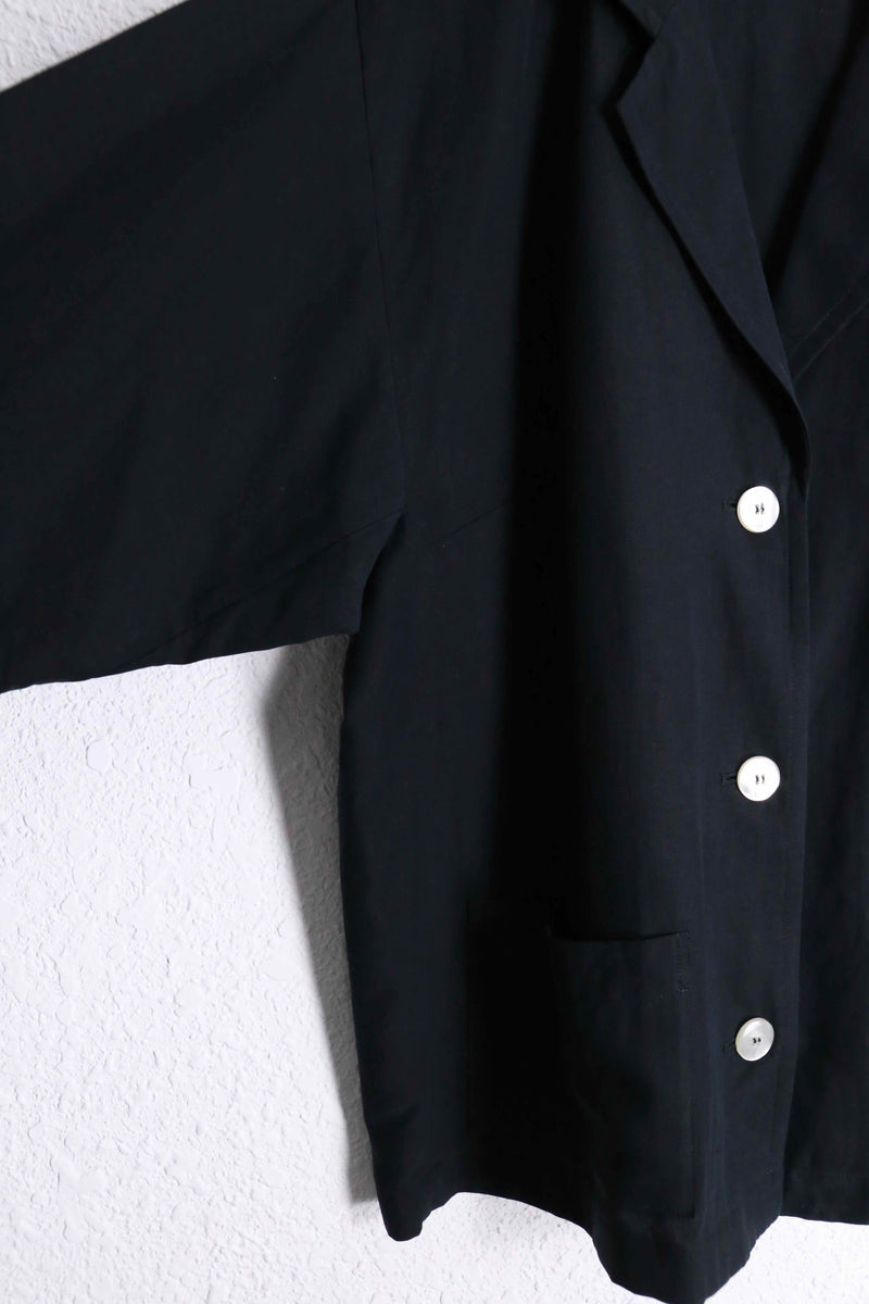 black 3B silk linen L/S shirt jacket