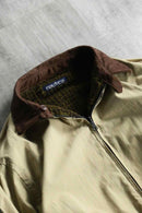 "NAUTICA" brown houndtooth fleece × beige twill reversible short jacket.