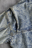 chemical wash denim double riders jacket
