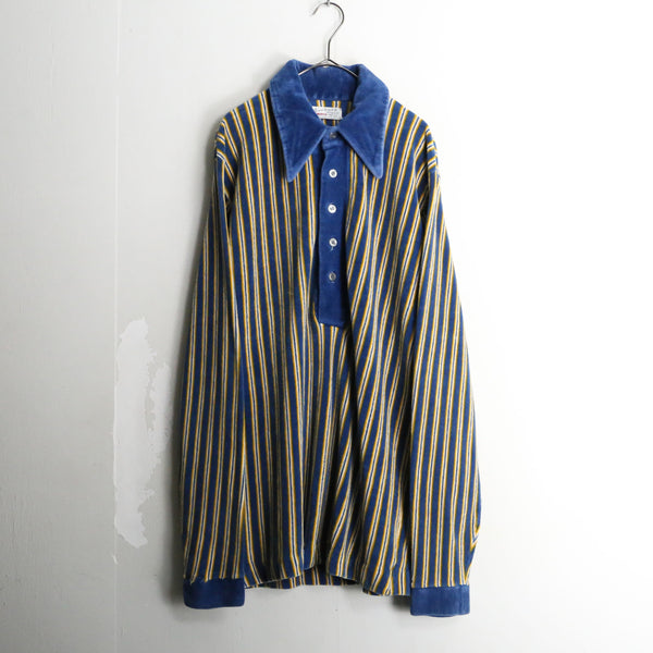 70’s stripe design velour L/S shirt