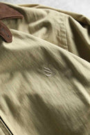 "NAUTICA" brown houndtooth fleece × beige twill reversible short jacket.