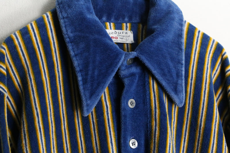 70’s stripe design velour L/S shirt