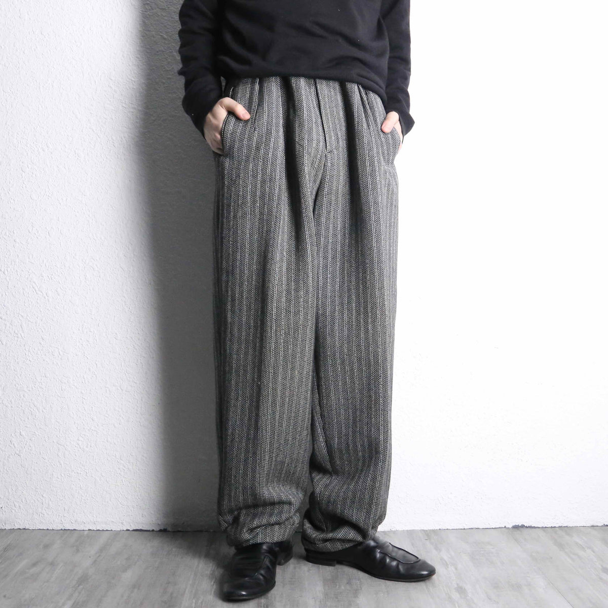 woven stripe wool slacks