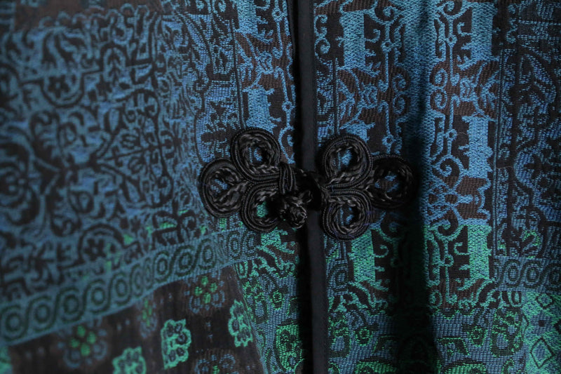 blue base ethnic design jacquard china jacket