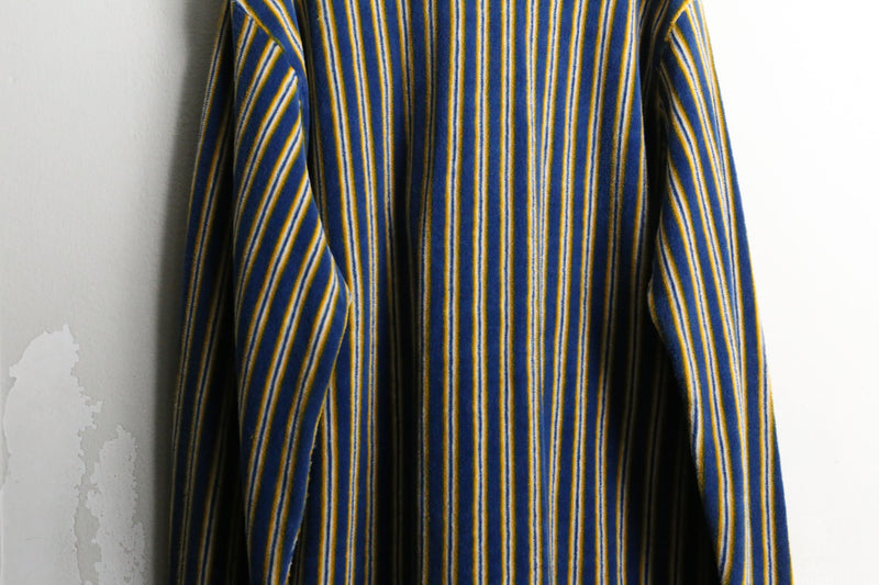 70’s stripe design velour L/S shirt