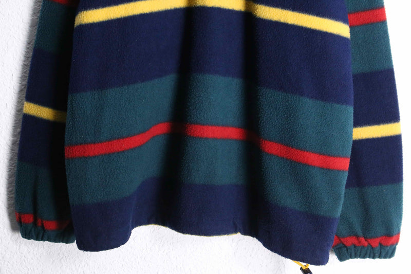 colorful border half zip fleece pullover