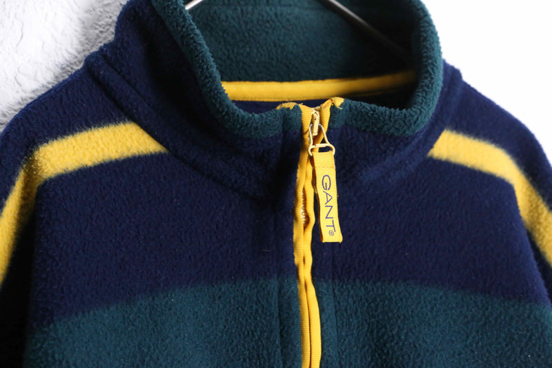 colorful border half zip fleece pullover