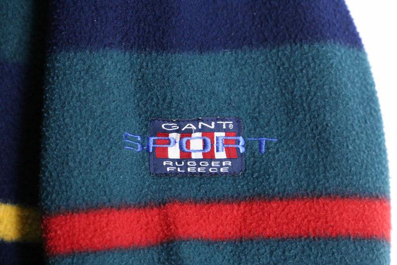 colorful border half zip fleece pullover