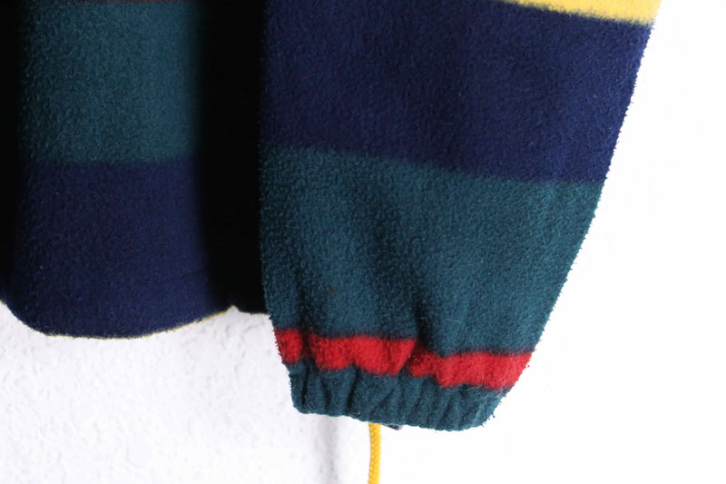 colorful border half zip fleece pullover