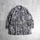 monotone flower motif sheer shirt