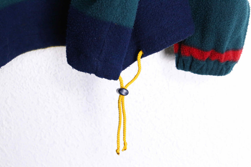 colorful border half zip fleece pullover