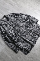 monotone flower motif sheer shirt