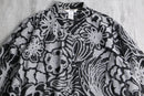 monotone flower motif sheer shirt