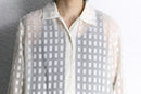 pure white pattern sheer L/S shirt