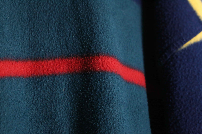 colorful border half zip fleece pullover