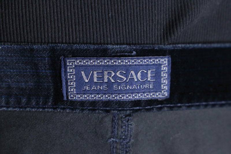 "VERSACE" velour stripe tapered pants