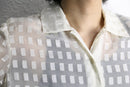 pure white pattern sheer L/S shirt
