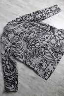 monotone flower motif sheer shirt