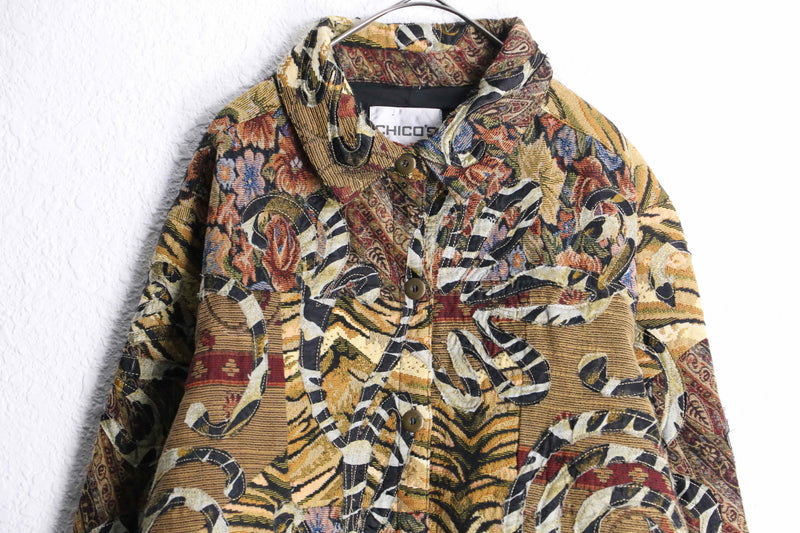 “CHICO'S” full pattern patchwork gobelin jacket