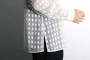 pure white pattern sheer L/S shirt