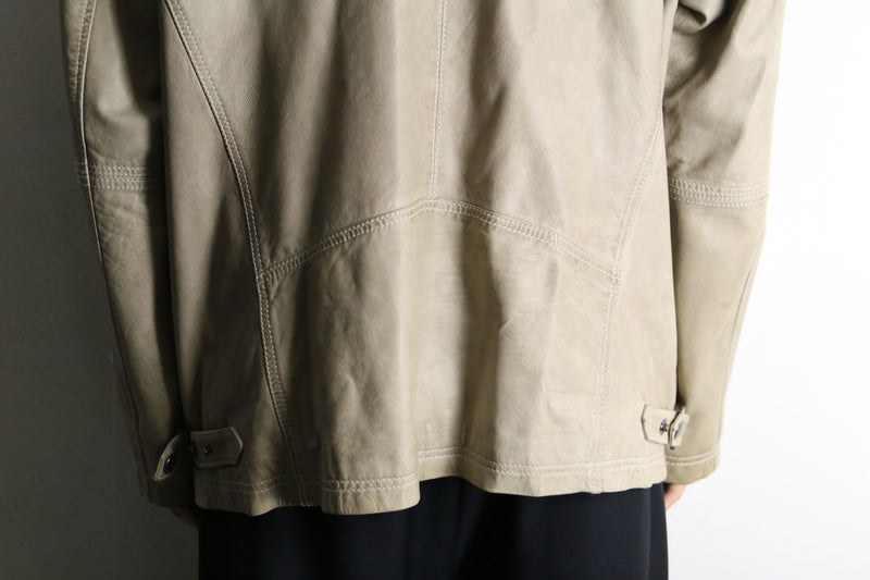 beige color zip up leather drizzler jacket