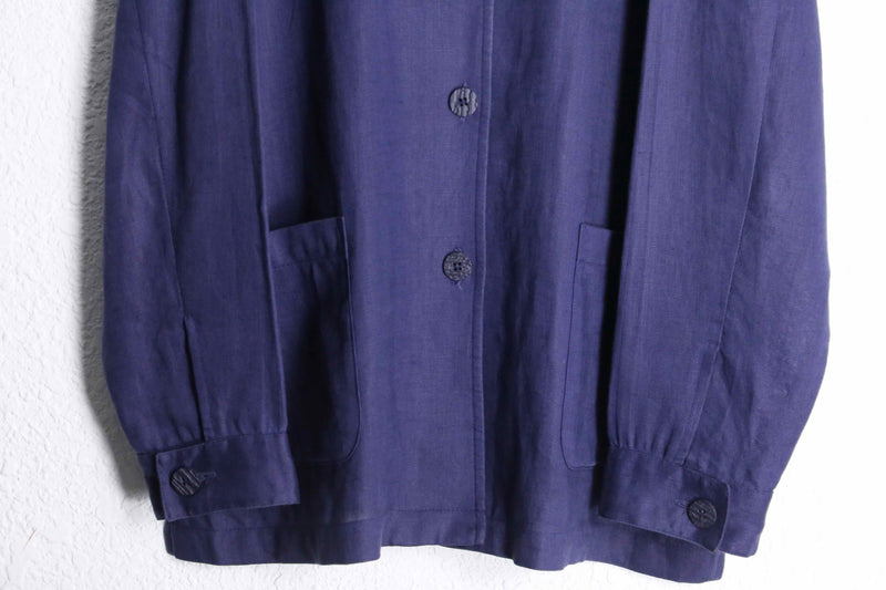 purple-ish blue 5B L/S  linen shirt jacket