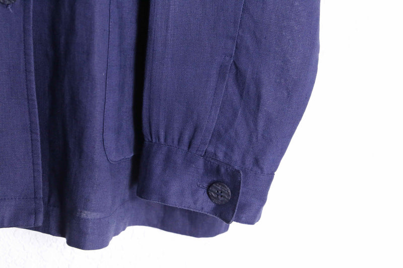 purple-ish blue 5B L/S  linen shirt jacket
