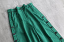 emerald green piping easy flare slacks