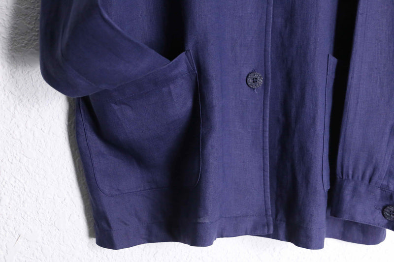 purple-ish blue 5B L/S  linen shirt jacket