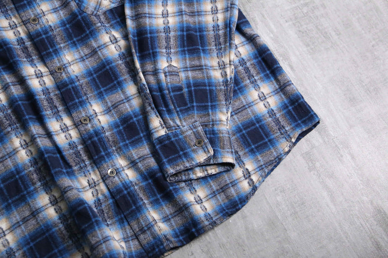 1990s native emb line ombre check nel shirt
