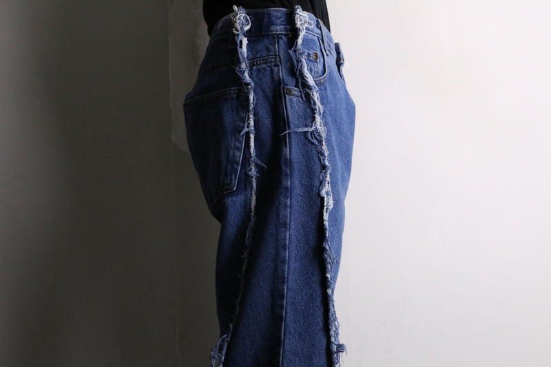 "Re:make" side docking flare denim