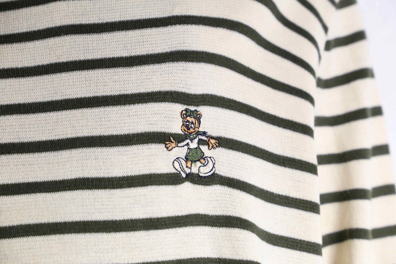 White × black border one point logo long tee