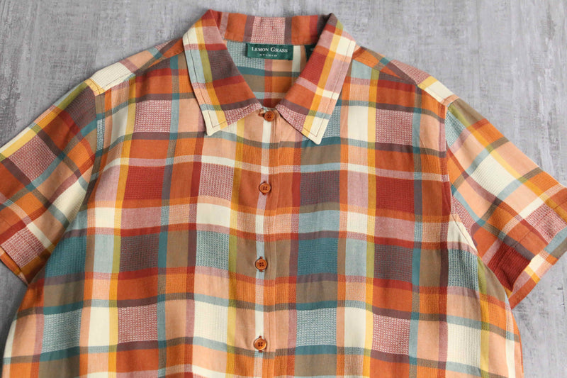 summer cotton plaid shirt