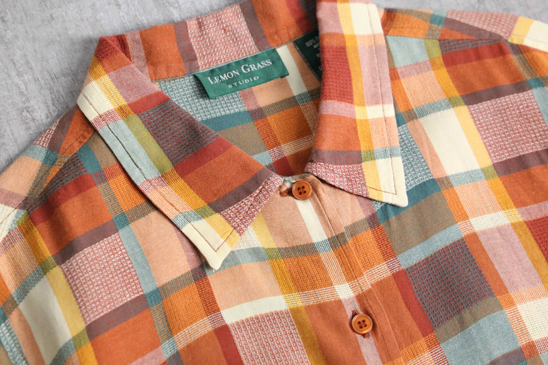 summer cotton plaid shirt