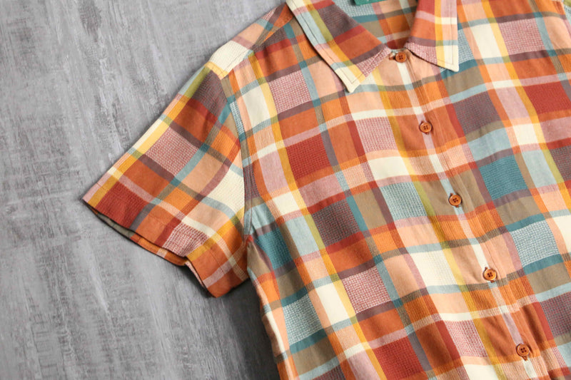 summer cotton plaid shirt