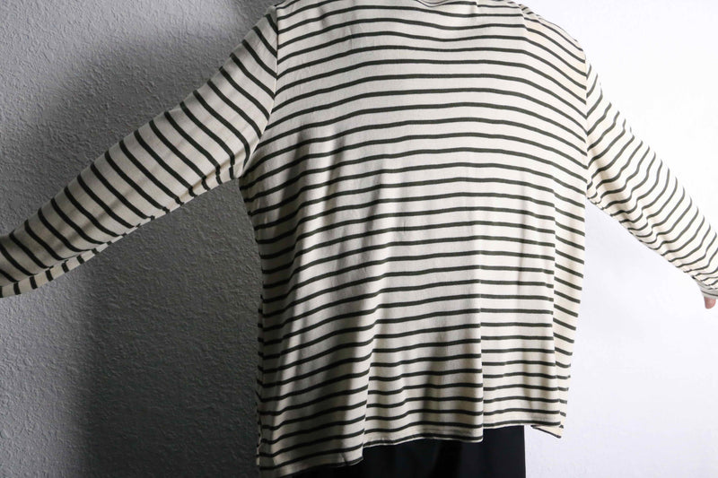 White × black border one point logo long tee