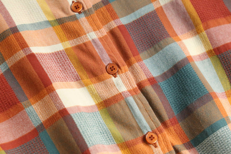 summer cotton plaid shirt