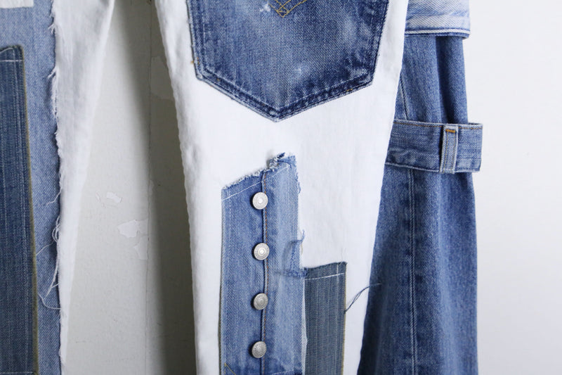 "Re:make" indigo patch white color buggy flare denim