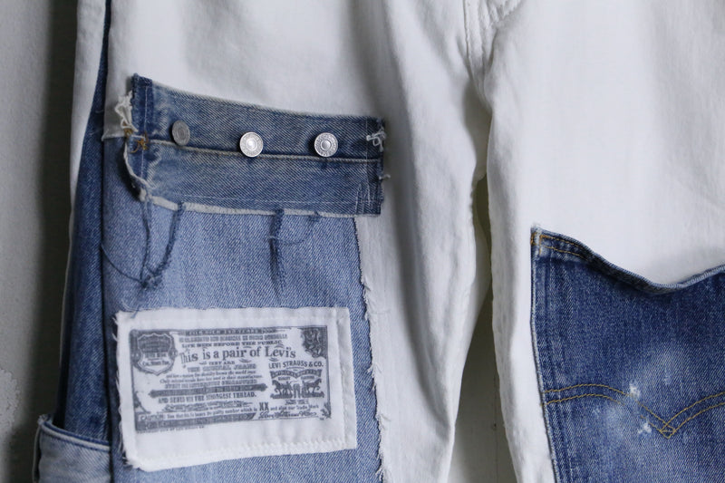 "Re:make" indigo patch white color buggy flare denim