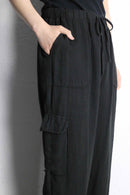 linen rayon straight cargo easy pants
