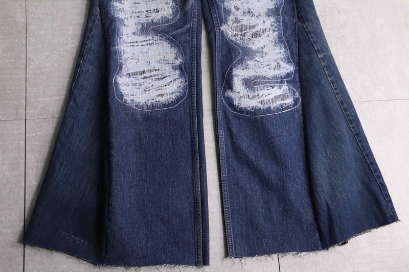 "Re:make" front broidery flare indigo denim