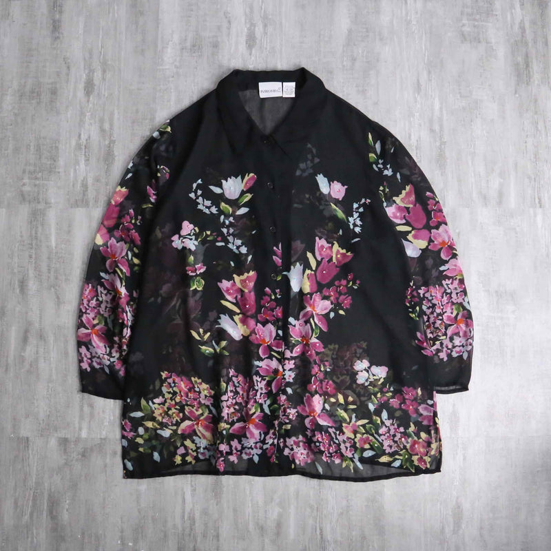 sheer floral long shirt